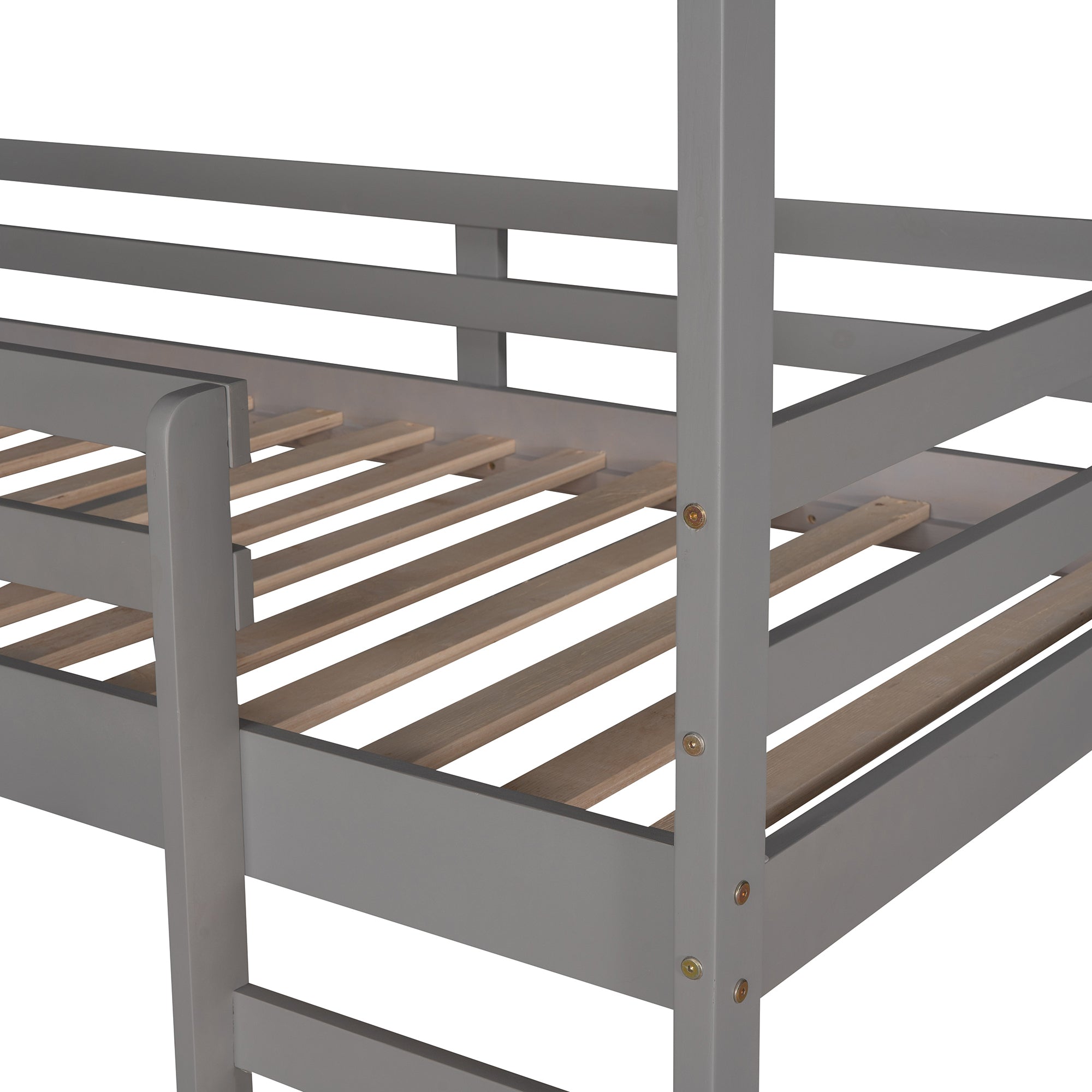 HAOYYE Twin Loft Bed with Slide, House Bed with Slide,Gray(OLD SKU :WF286245AAE) Sturdy Space-Saving Heavy Duty Modern Design Adults Dorm Room Easy Assembly Bedroom Furniture