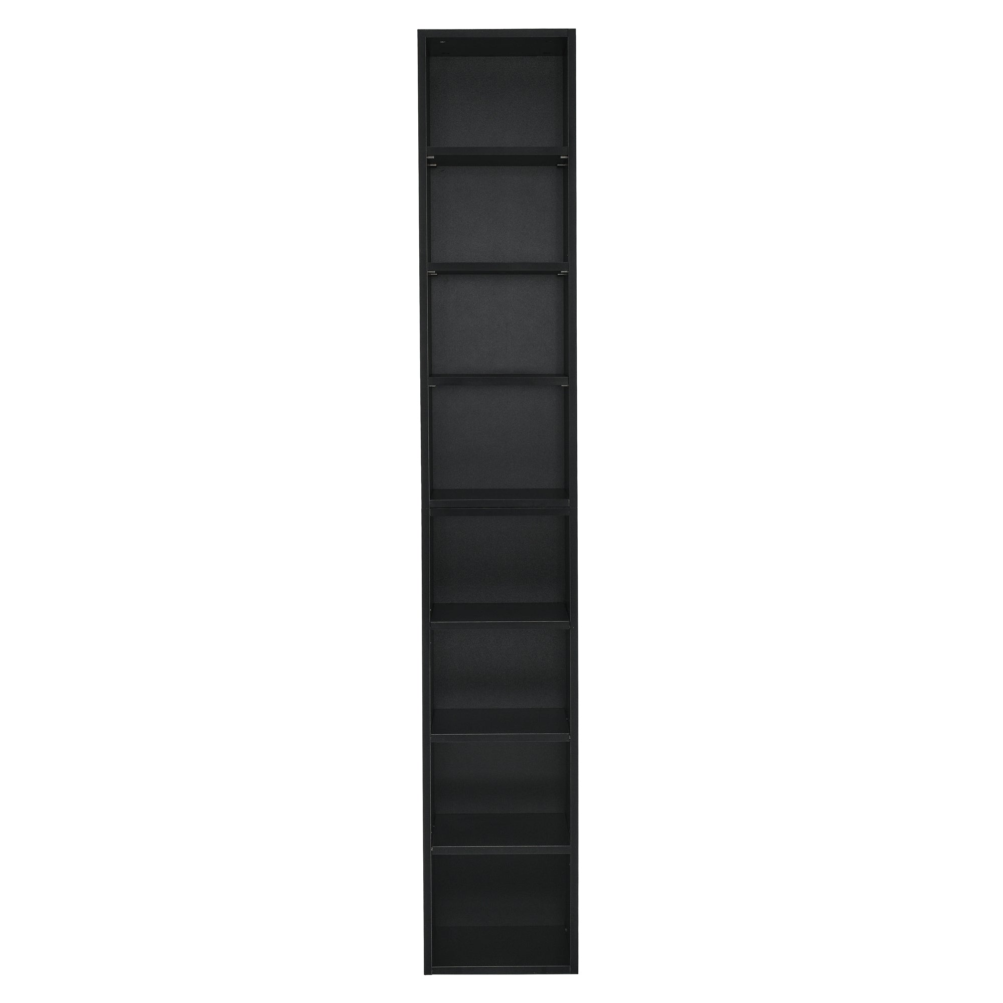 Haoyye 8 Tier Media Tower Rack With Adjustable Shelves For CD DVD Storage, Slim Cabinet Display, Tall Narrow Bookcase Design For Home Office Organizer