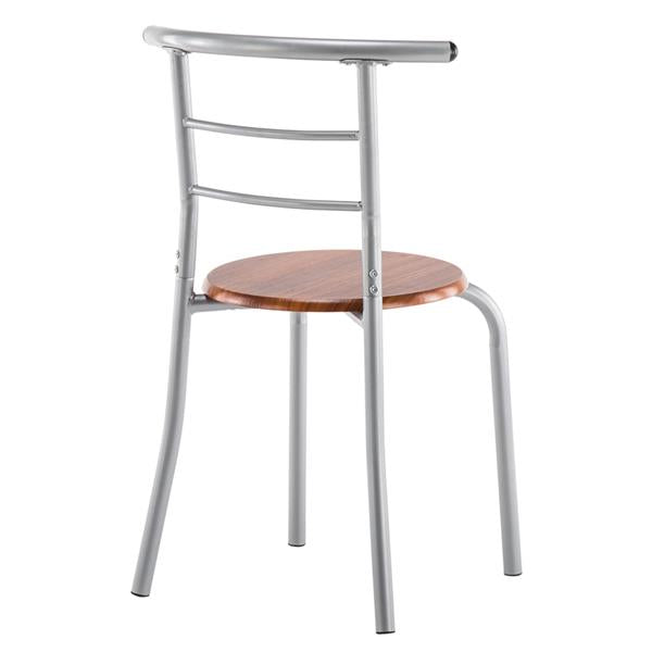 HAOYYE Brown Wood Grain PVC Breakfast Table Set with One Table and Two Chairs, Space-Saving Dining Table and Stool Set for Small Kitchen, Apartment, or Dining Room