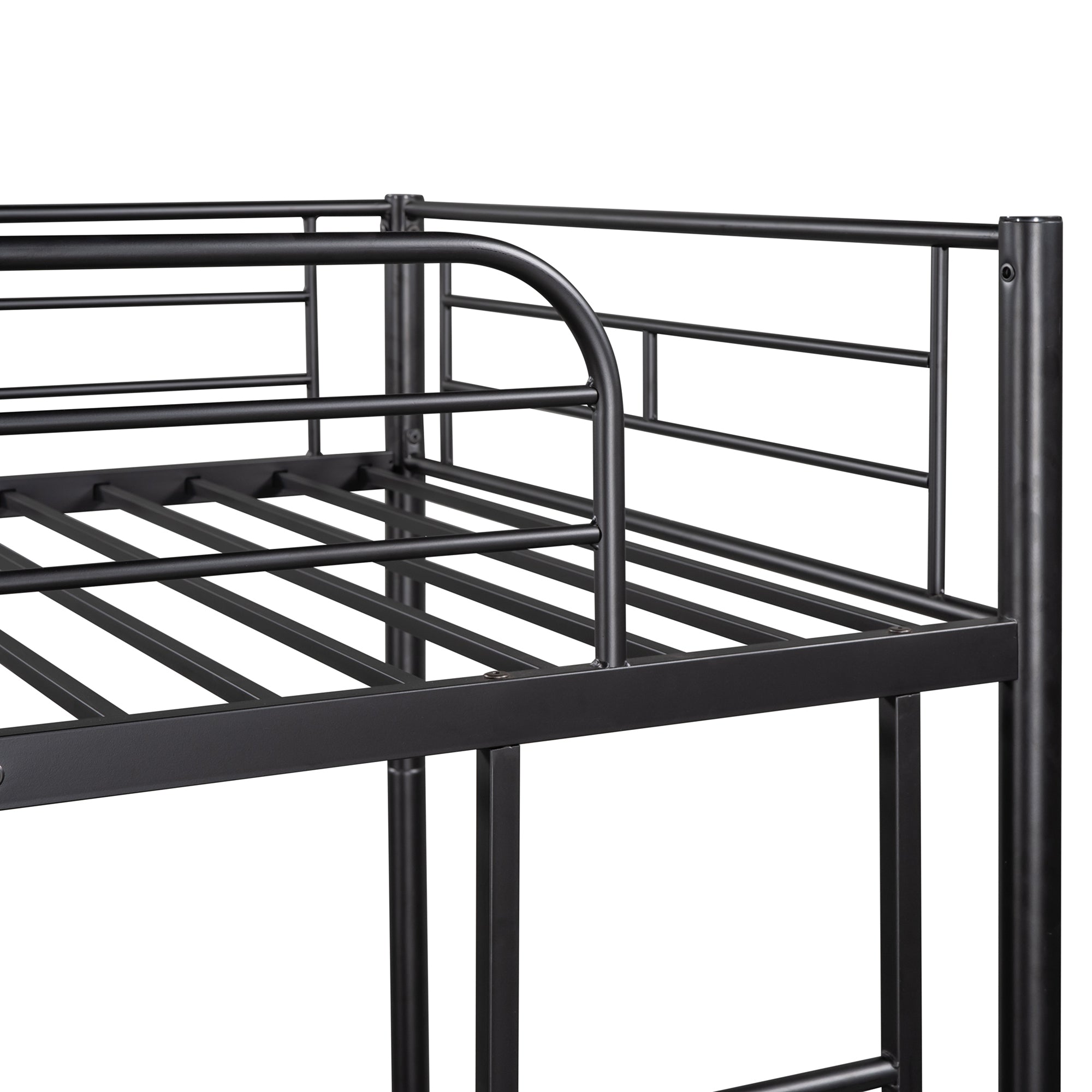 HAOYYE Twin Over Twin Metal Bunk Bed (Black) ( old sku: MF189201BAA ) Sturdy Space-Saving Heavy Duty Modern Design Easy Assembly Durable Stylish Home Furniture Versatile