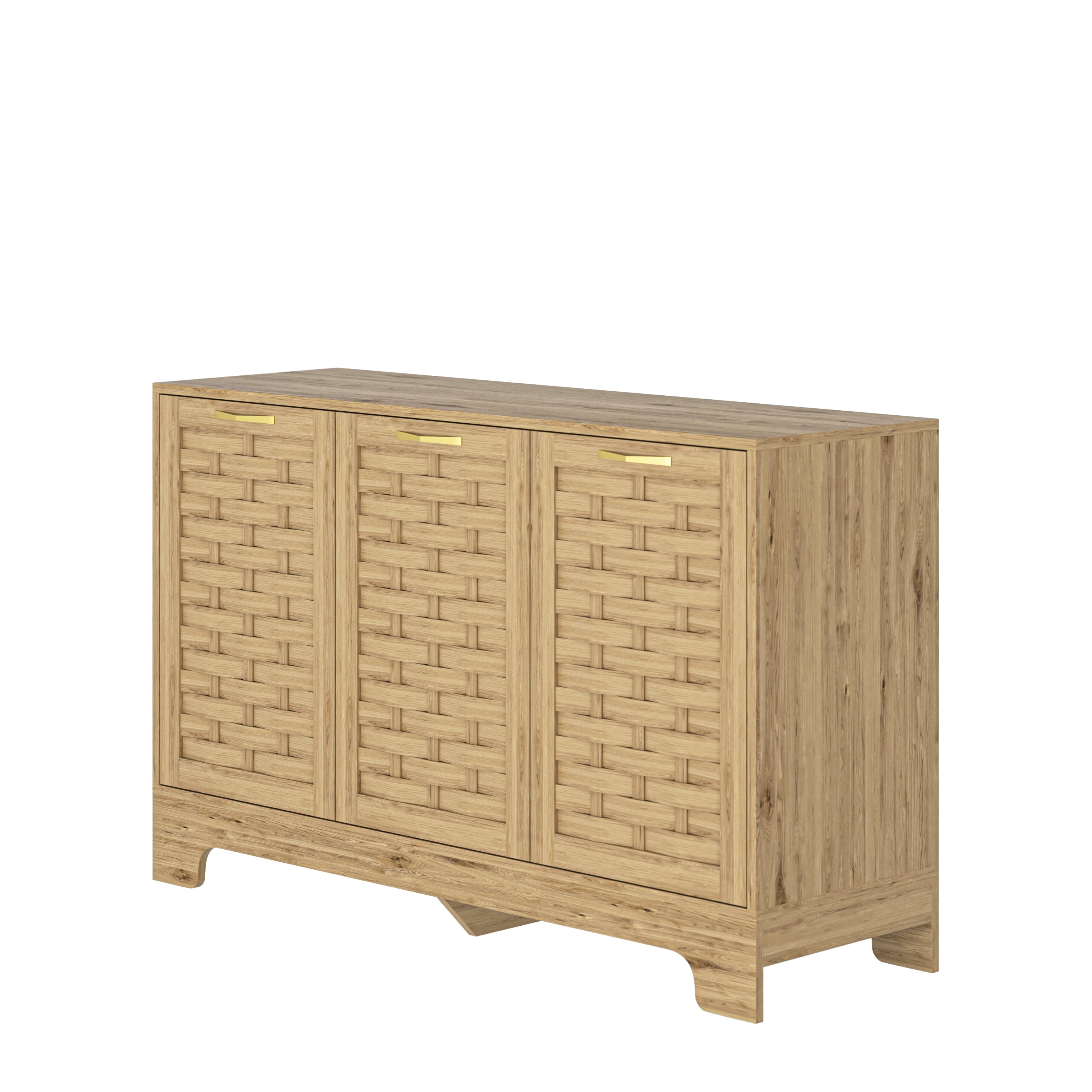 HAOYYE Storage Cabinet with 3 Doors, Wood Sideboard Buffet Storage with Adjustable Shelf, Anti-tip Kit Accent Cabinet for Living Room, Hallway, Entryway, Dining Room, Bedroom Sturdy Space-Saving Heavy Duty