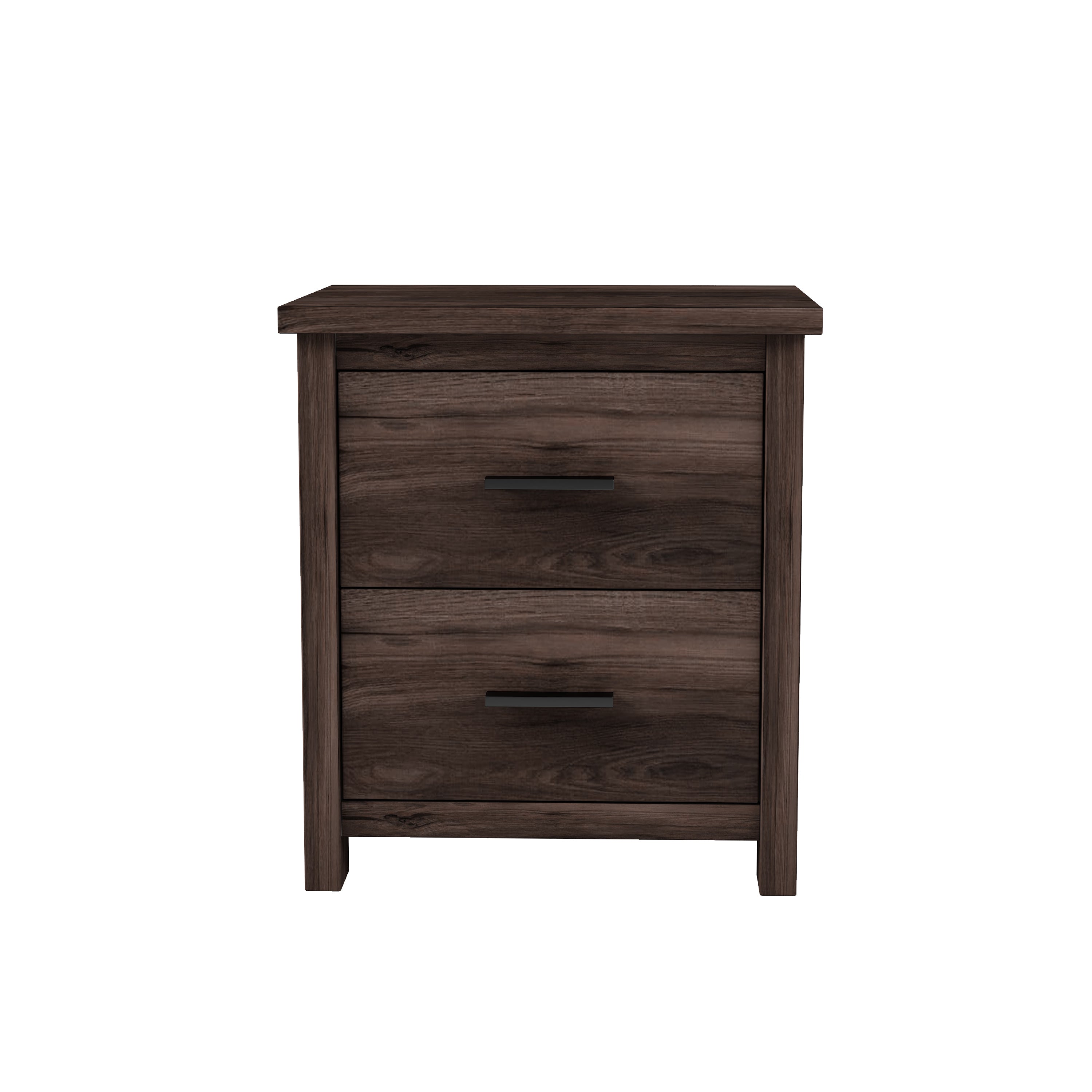 HAOYYE Vintage Nightstand with Two Drawers, Dark Walnut Sturdy Space-Saving Design, Heavy Duty Modern Bedroom Furniture for Adults, Easy Assembly