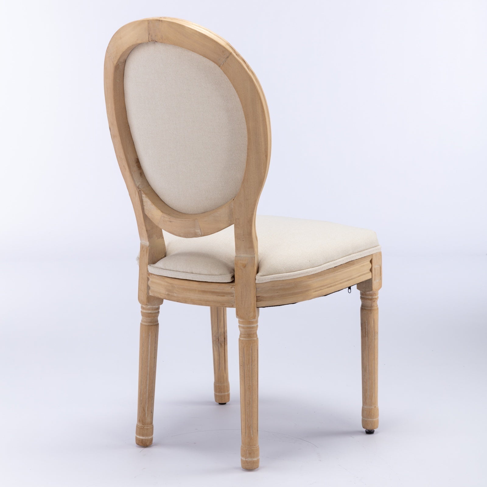 HAOYYE French Style Solid Wood Frame Antique Painting Linen Fabric Back Dining Chair,Set of 2,Beige,SW1845BG Sturdy Space-Saving Heavy Duty Modern Design Adults Dorm Room Easy Assembly