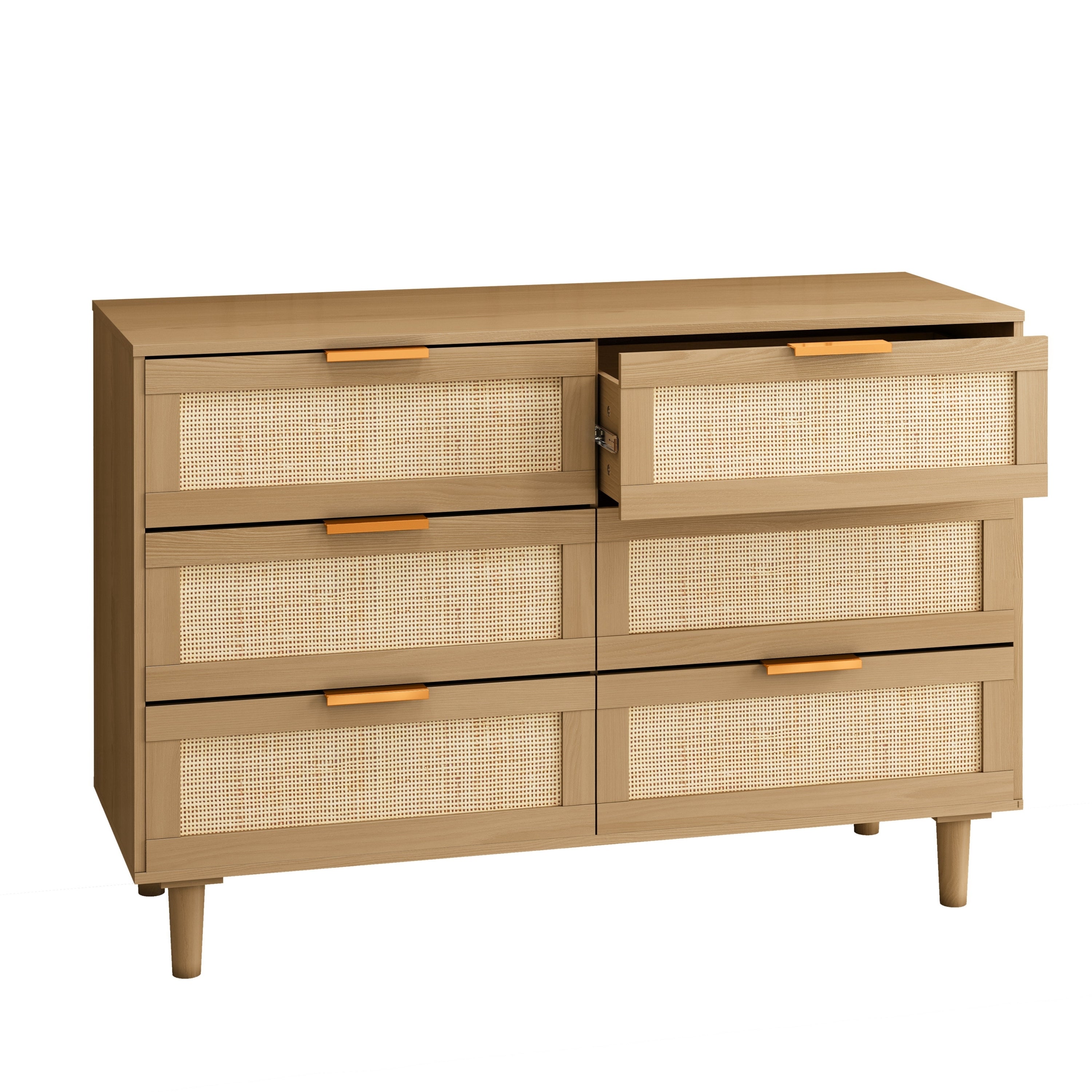 HAOYYE 6-Drawer Rattan Cabinet, Sturdy Space-Saving Design, Heavy Duty Construction, Easy Assembly, Durable and Stylish Home Furniture, Versatile for Bedroom or Living Room Use