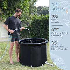 HAOYYE XXL Ice Bath Tub 102 Gallon Cold Plunge Tub Portable Plunge Pool Foldable Multi-Level Bathtub for Outdoor Gym Recovery Muscle Relaxation Cryotherapy Treatments with Removable Legs