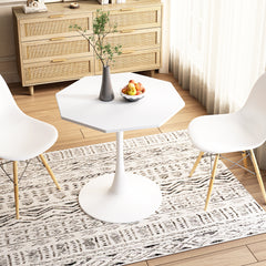 HAOYYE 31.50"Modern Octagonal Coffee Table with MDF Table Top,Metal Base, for Dining Room, Kitchen, Living Room,White Sturdy Space-Saving Heavy Duty Modern Design Adults Dorm Room Easy Assembly
