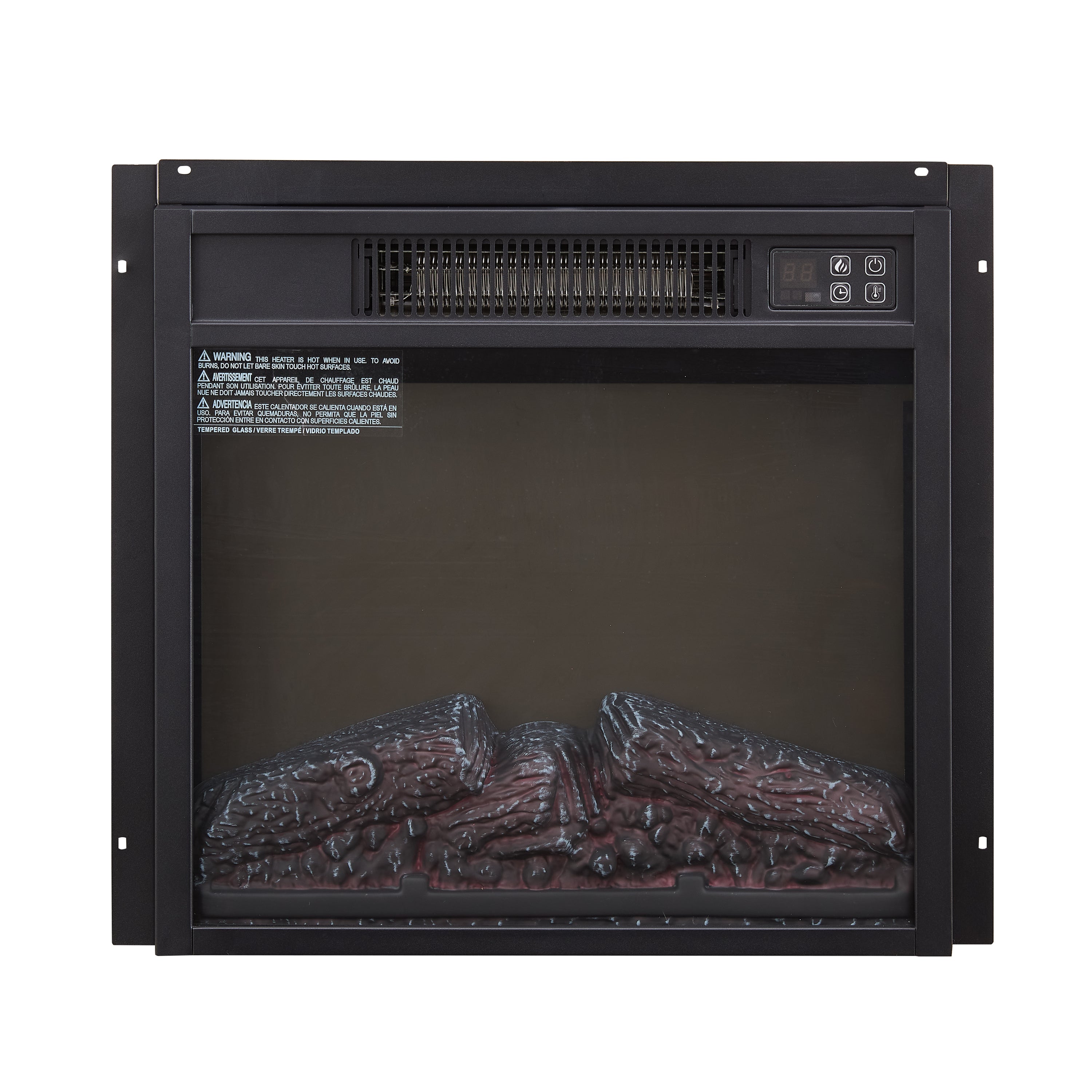 Haoyye 18 Inch Electric Fireplace Insert Heater, 1400W Wall-Mounted Firebox with Remote Control, LED Display, Overheat Protection, Adjustable Temperature &amp; Flame Brightness, Space-Saving Heater for Bedroom, Living Room, or TV Stand Installation