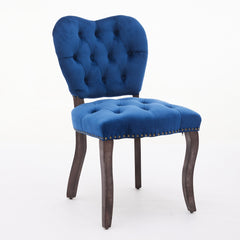 HAOYYE French Vintage Tufted Upholstered Fabric Dining Chair,Set of 2,Blue,SW1869BL Sturdy Space-Saving Heavy Duty Modern Design Easy Assembly Durable Stylish Home Furniture Versatile