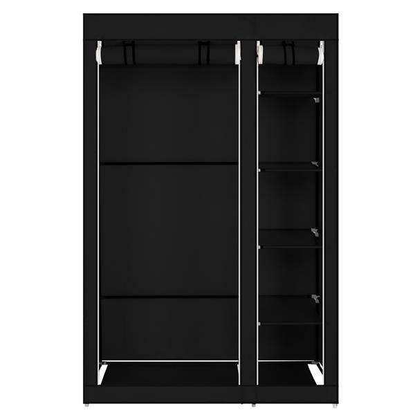 DE Direct HAOYYE Portable Clothes Closet Wardrobe with Non-Woven Fabric Cover and Hanging Rod Easy to Assemble Freestanding Storage Organizer for Bedroom Entryway or Dorm Use Black Modern Fabric Wardrobe