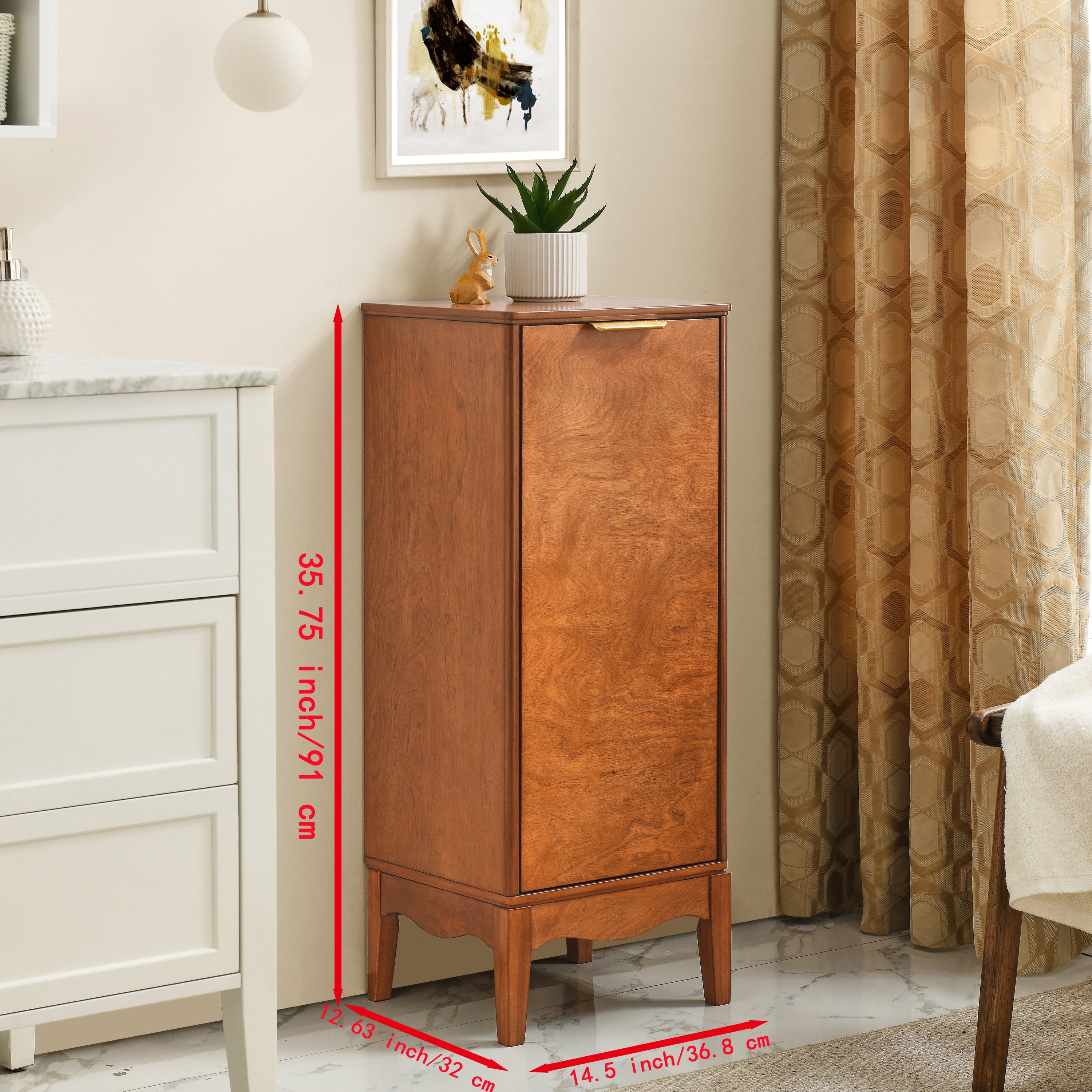 HAOYYE Modern Bathroom Floor Cabinet And Linen Cabinet With Adjustable Shelves And Antique Brass Finish, Sturdy Heavy Duty Storage For Home, Dorm And Bedroom, Versatile Design And Easy Assembly