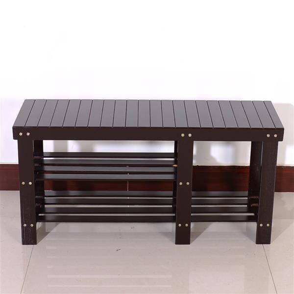 HAOYYE 90cm Strip Type Bamboo Stool Shoe Rack with Boots Compartment Coffee Sturdy Design Durable Multifunctional Modern Home Organizer Storage Solution Practical Stylish Space-Saving Organizer for Live