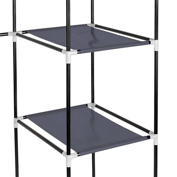 DE Direct HAOYYE Portable Clothes Closet Wardrobe Storage Organizer with Non-Woven Fabric Cover Strong Steel Frame and 12 Shelves Quick Easy Assembly Dustproof Freestanding Garment Rack for Bedroom Entryway