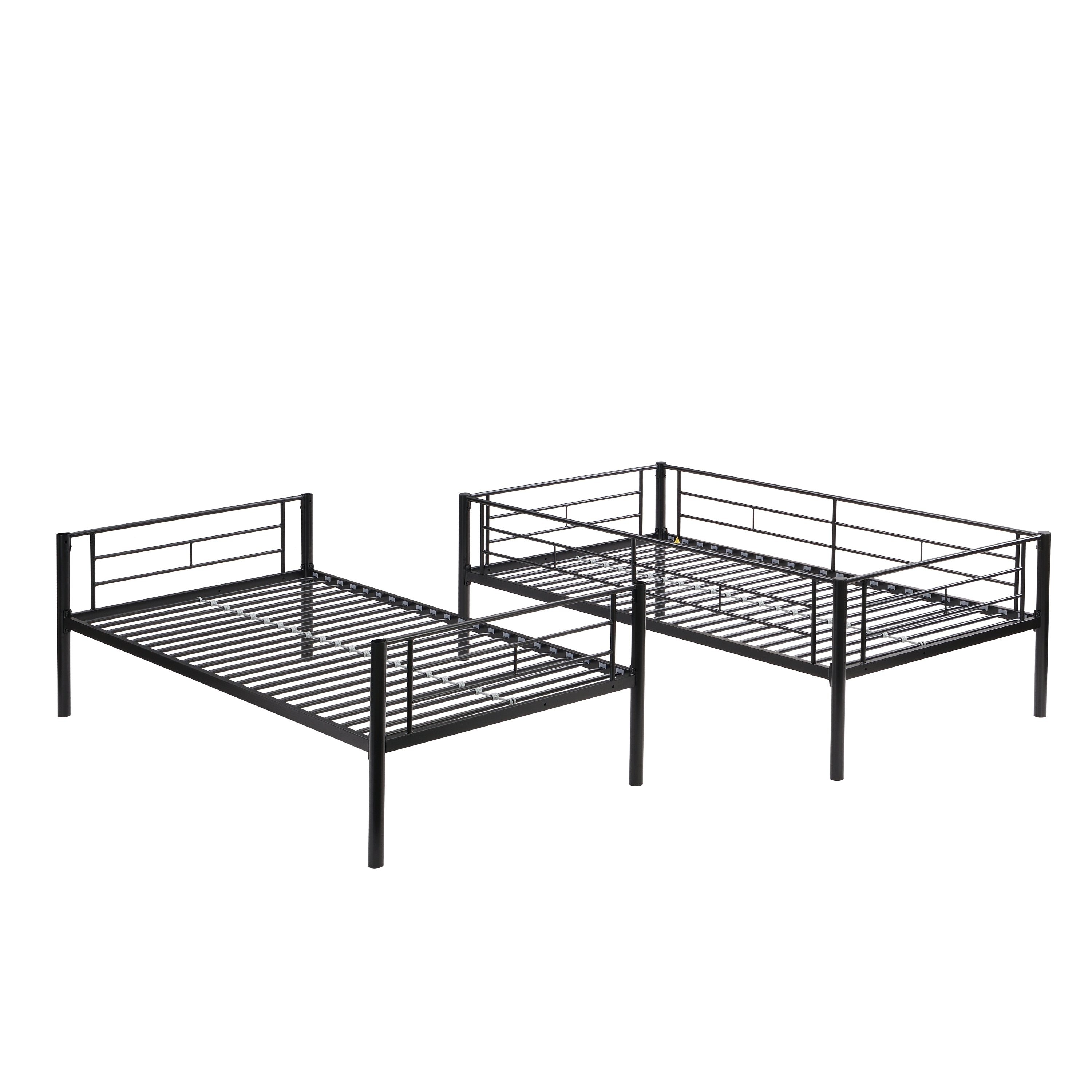HAOYYE Bunk Bed Twin Over Twin Size with 2 Ladders and Full-Length Guardrail, Metal, Storage Space, No Box Spring Needed, Noise Free, Black Sturdy Space-Saving Heavy Duty Modern Design Easy Assembly Durable