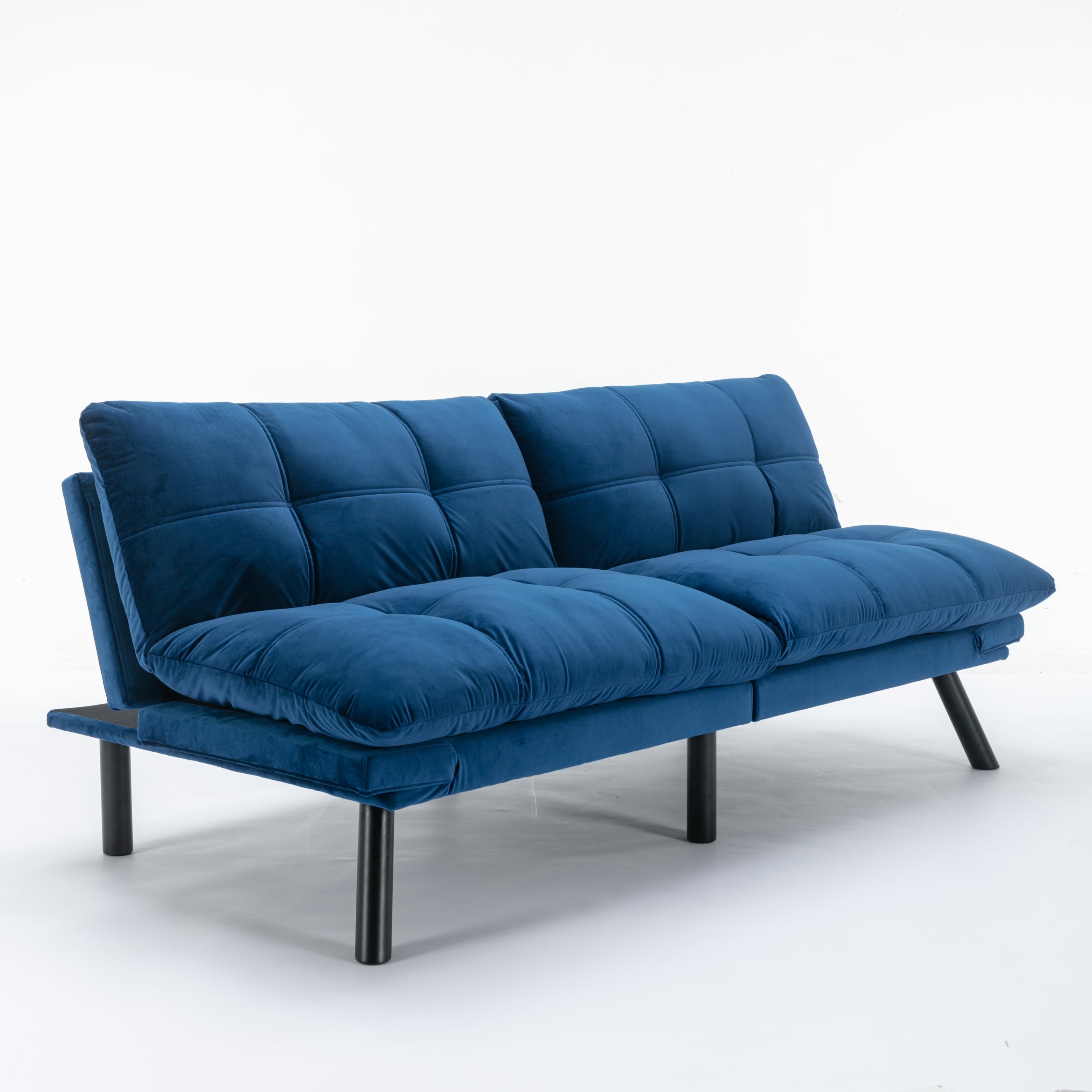 HAOYYE Navy Blue Convertible Folding Modern Sofa Bed Sturdy Space-Saving Heavy Duty Modern Design for Adults Dorm Room Easy Assembly Bedroom Furniture