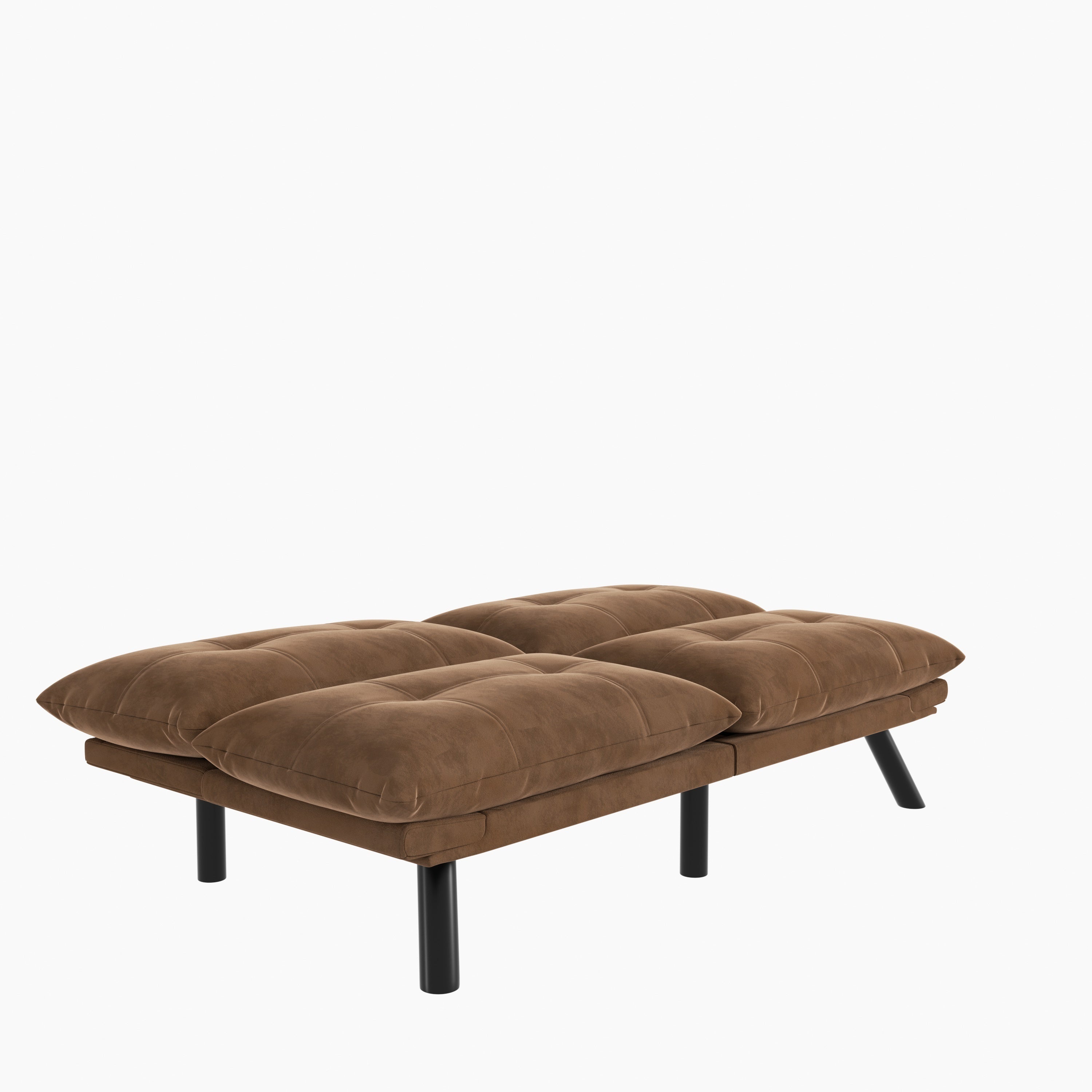 HAOYYE Leather Feel Brown Convertible Folding Sofa Bed, Sturdy Space-Saving Heavy Duty Modern Design for Adults Dorm Room Easy Assembly Bedroom Furniture