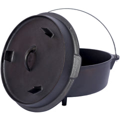 HAOYYE pre-Seasoned Cast Iron Dutch Oven With Skillet Lid, Outdoor Camping Deep Pot for Camping Fireplace Cooking BBQ Baking Campfire, Leg Base, 4.5 Quart Sturdy Space-Saving Heavy Duty Modern Design