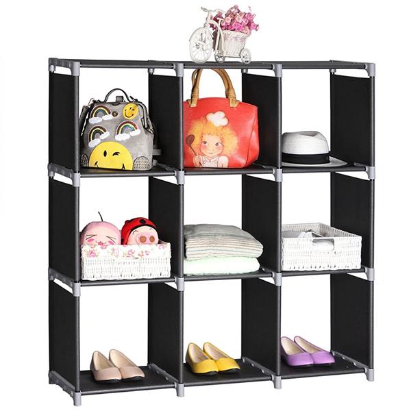 HAOYYE Multifunctional Assembled 3 Tiers 9 Compartments Storage Shelf Black soft cozy warm flannel fleece home decor luxury comfortable unique design premium quality decorative