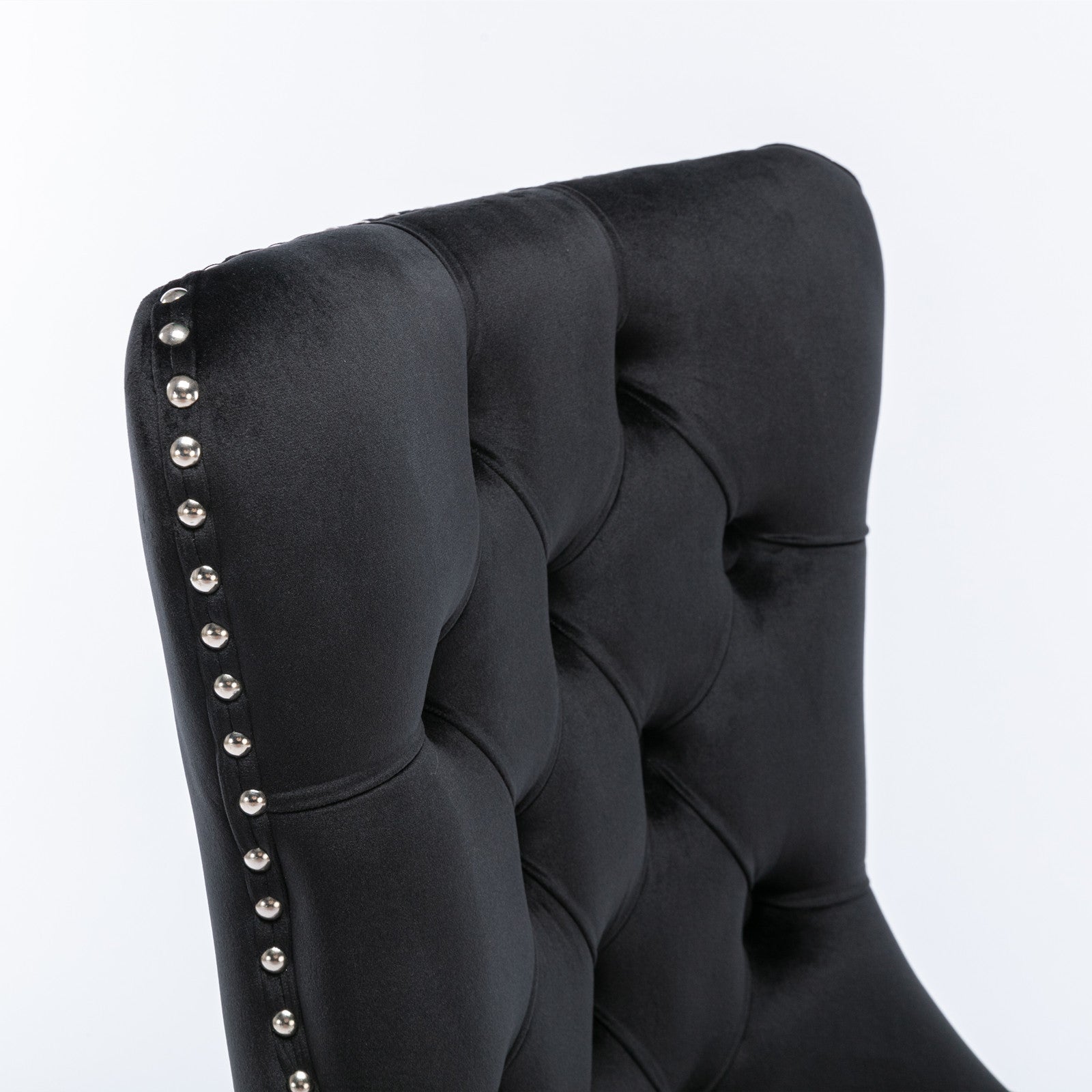 HAOYYE High-end Tufted Solid Wood Contemporary Velvet Upholstered Dining Chair with Wood Legs Nailhead Trim 2-Pcs Set, Black, SW2001BK Sturdy Space-Saving Heavy Duty Modern Design