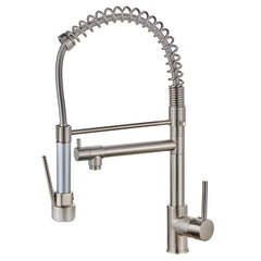 HAOYYE Kitchen Faucet with Pull Down Sprayer Brushed Nickel Stainless Steel Single Handle Kitchen Sink Faucets Sturdy Space-Saving Heavy Duty Modern Design Adults Dorm Room Easy Assembly
