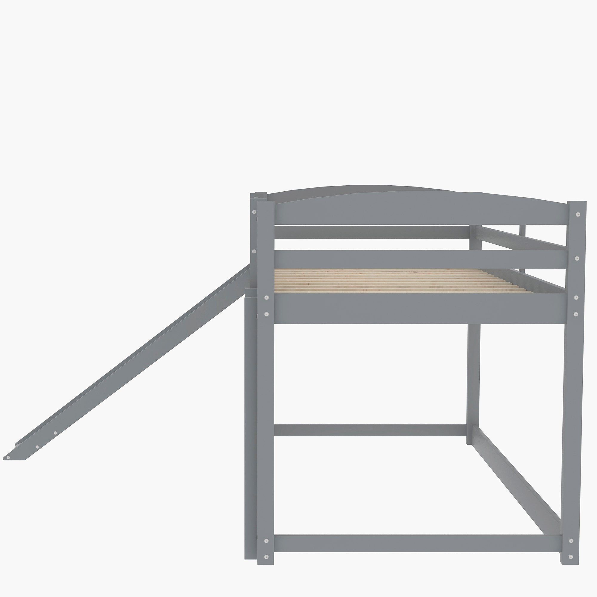 HAOYYE Twin over Twin Bunk Bed with Convertible Slide and Ladder , Gray(Old SKU:WF281725AAE) Sturdy Space-Saving Heavy Duty Modern Design Adults Dorm Room Easy Assembly Bedroom Furniture