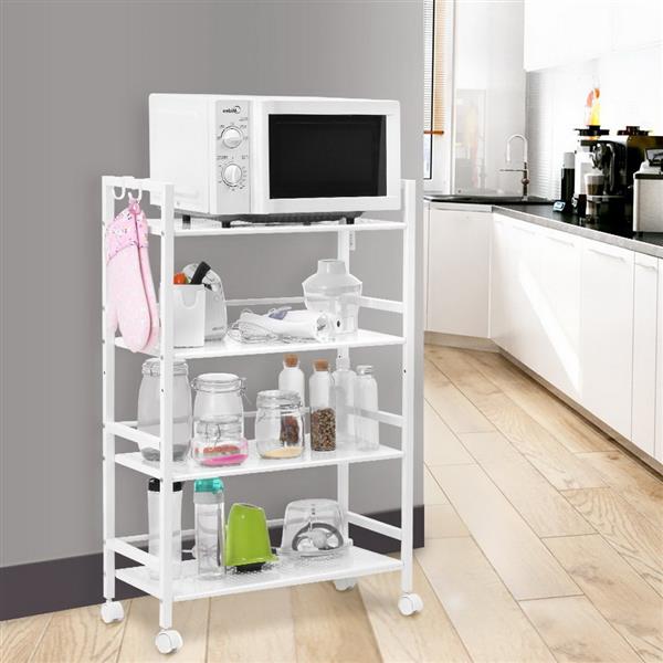 HAOYYE 4-Tier Multi-Functional Storage Cart, Widened Design in Ivory White, Premium Quality, Stylish and Versatile Home Storage Solution, Ideal for Organizing Kitchen, Bathroom, Living Room, and More, Luxury Comfort and Decorative Appeal
