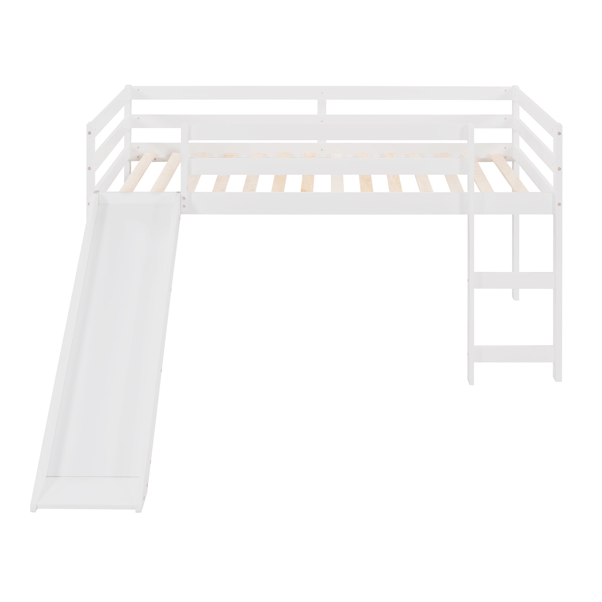 HAOYYE Loft Bed with Slide, Multifunctional Design, Twin (White)(OLD SKU: WF191904AAK) Sturdy Space-Saving Heavy Duty Modern Design Adults Dorm Room Easy Assembly Bedroom Furniture