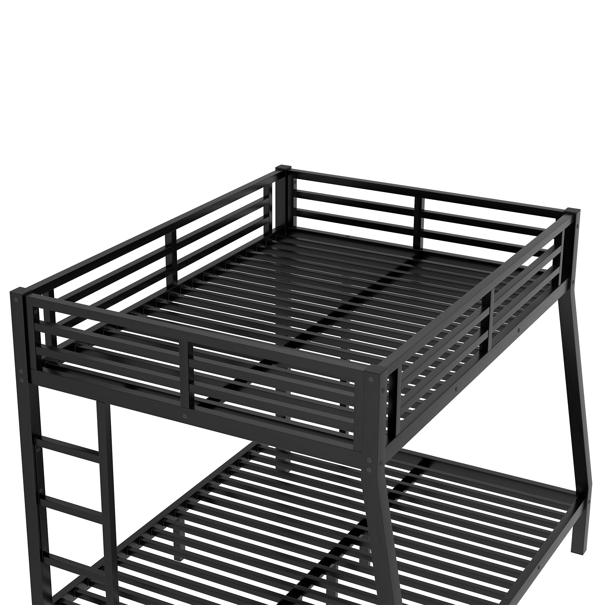HAOYYE Metal Full XL over Queen Bunk Bed for Teens and Adults,Space-Saving/Noise Reduced/No Box Spring Needed,Black Sturdy Heavy Duty Modern Design Dorm Room Easy Assembly Bedroom Furniture