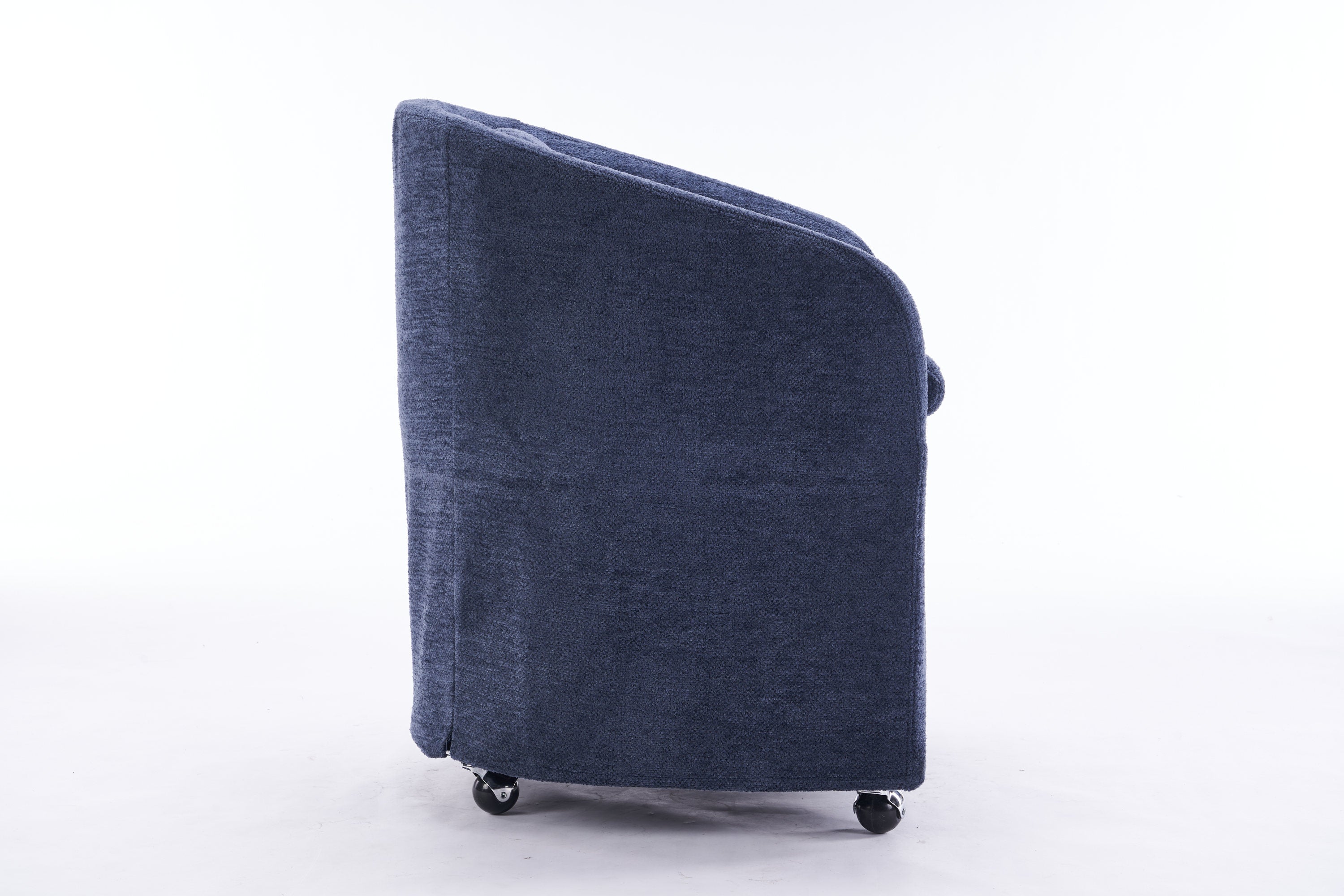 HAOYYE 059-Set of 1 Chenille Fabric Dining Armchair With Back Cushion and Universal Wheels,Blue Sturdy Space-Saving Heavy Duty Modern Design Adults Dorm Room Easy Assembly Bedroom Furniture