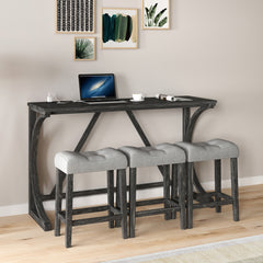 HAOYYE Bar Table Set with Power Outlet, Bar Table and Chairs Set, 4 Piece Dining Table Set, Industrial Breakfast Table Set, for Living Room, Dining Room, Game Room Sturdy Space-Saving Heavy Duty Adults