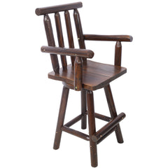HAOYYE Rustic Bar Stool - Fir Wood Construction, Chair with Footrest,Wide Armrest, Rustic Kitchen Stool, Tall Bistro Chair for Dining Room, Restaurant, Pub, 4-Foot,brown color Sturdy Space-Saving Heavy Duty