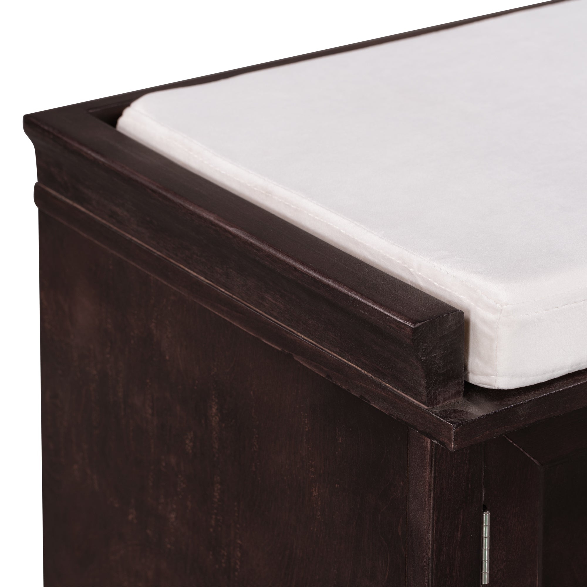 HAOYYE Storage Bench with 2 Drawers and Cabinets, Shoe Bench with Removable Cushion for Living Room, Entryway, Sturdy Space-Saving Heavy Duty Construction, Espresso Finish, Modern Design for Adults and Dorm Rooms