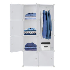 HAOYYE 8 Cube Organizer, Stackable Plastic Cube Storage Shelves, Multifunctional Modular Closet Cabinet with Hanging Rod, White, Durable Space-Saving Storage Solution, Modern Design, Versatile for Home Organization