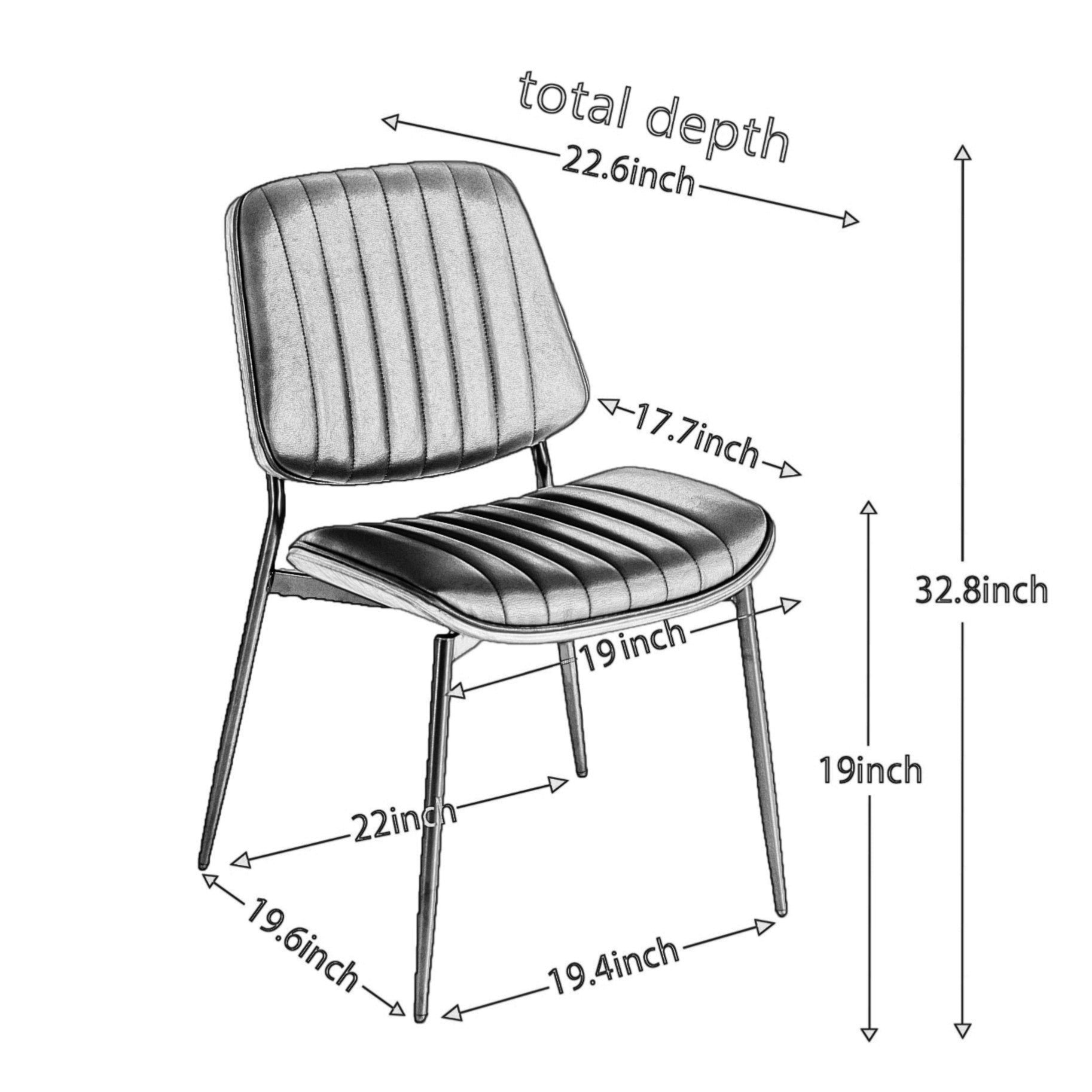 HAOYYE Dining Chairs Set of 2 Mid Century Modern Retro Faux Leather Chair with Walnut Bentwood Back Upholstered Seat Metal Legs Adjustable Foot for Kitchen Dining Room Chairs(Black PU) Sturdy