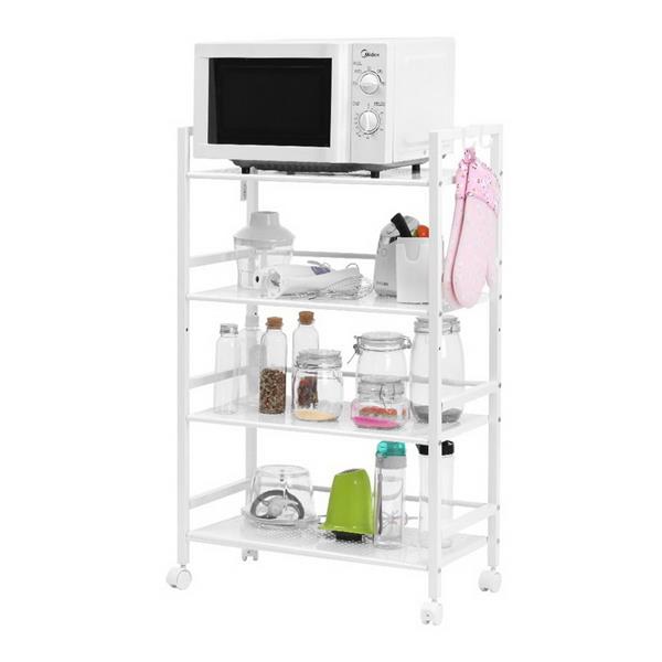 HAOYYE 4-Tier Multi-Functional Storage Cart, Widened Design in Ivory White, Premium Quality, Stylish and Versatile Home Storage Solution, Ideal for Organizing Kitchen, Bathroom, Living Room, and More, Luxury Comfort and Decorative Appeal