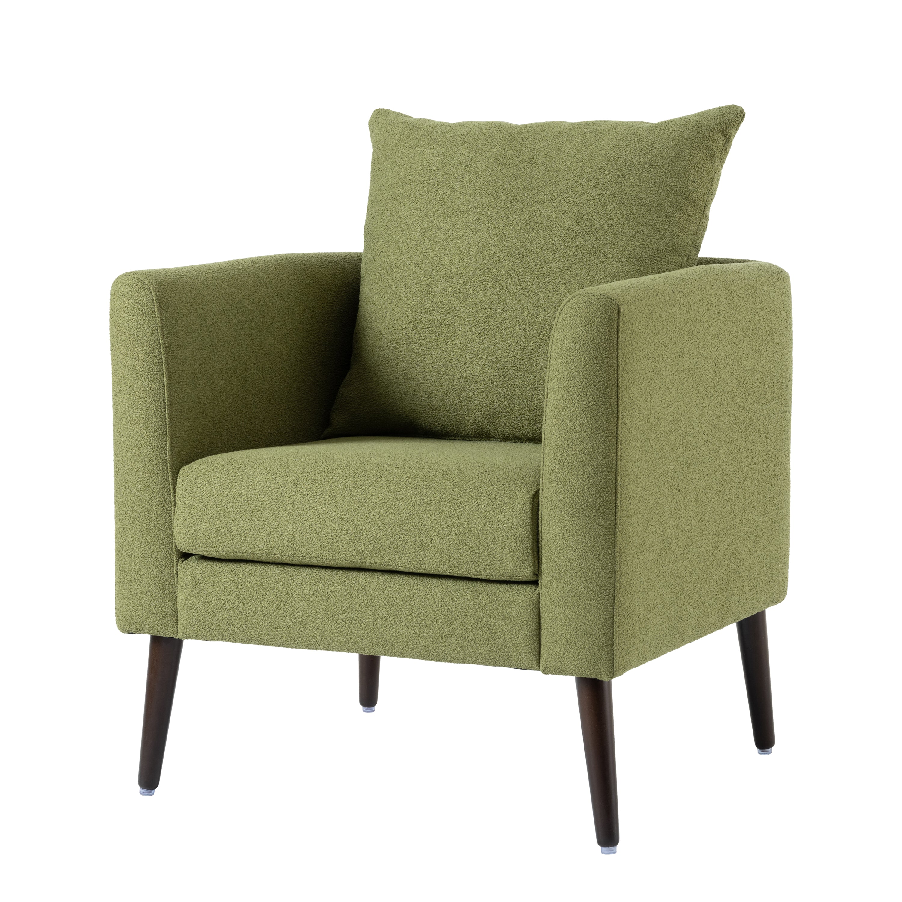 HAOYYE Barrel Chair, Modern Accent Chair, Fabric Armchair Club Chair,Upholstered Arm Chair with Solid Wood Legs,Waist Pillow,Padded Single Chair for Living Room/Bedroom/Study/Waiting Room,Olive Green Sturdy