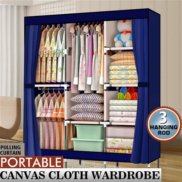 HAOYYE 71" Portable Closet Wardrobe Clothes Rack Storage Organizer with Shelves, Durable Blue Space-Saving Organizer for Small Rooms, Walk-in Closets, and Bedrooms, Modern Design for Versatile Home Storage Needs