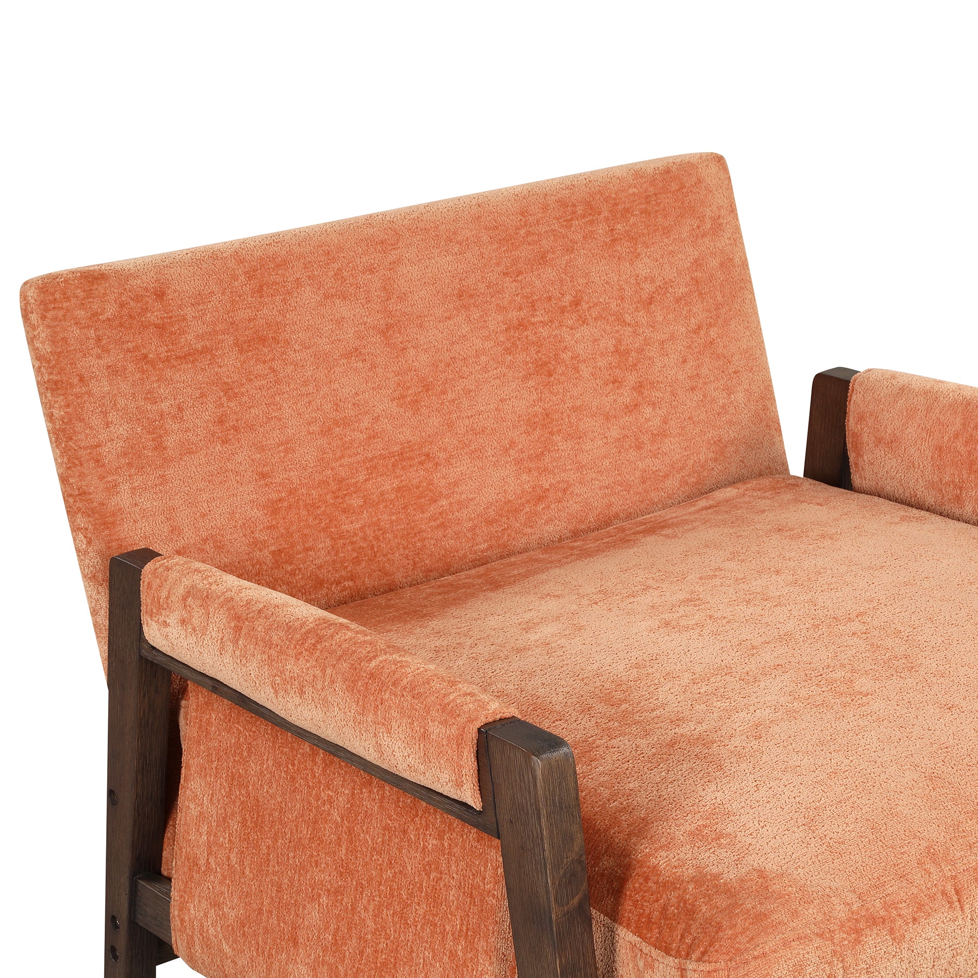 HAOYYE Mid-Century Modern Velvet Accent Chair,Leisure Chair with Solid Wood and Thick Seat Cushion for Living Room,Bedroom,Studio,Orange Sturdy Space-Saving Heavy Duty Modern Design Adults Dorm Room