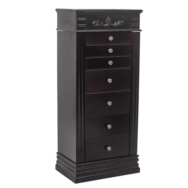HAOYYE Jewelry Armoire with Mirror 8 Drawers 16 Necklace Hooks and 2 Side Swing Doors Freestanding Jewelry Cabinet with Ring Box