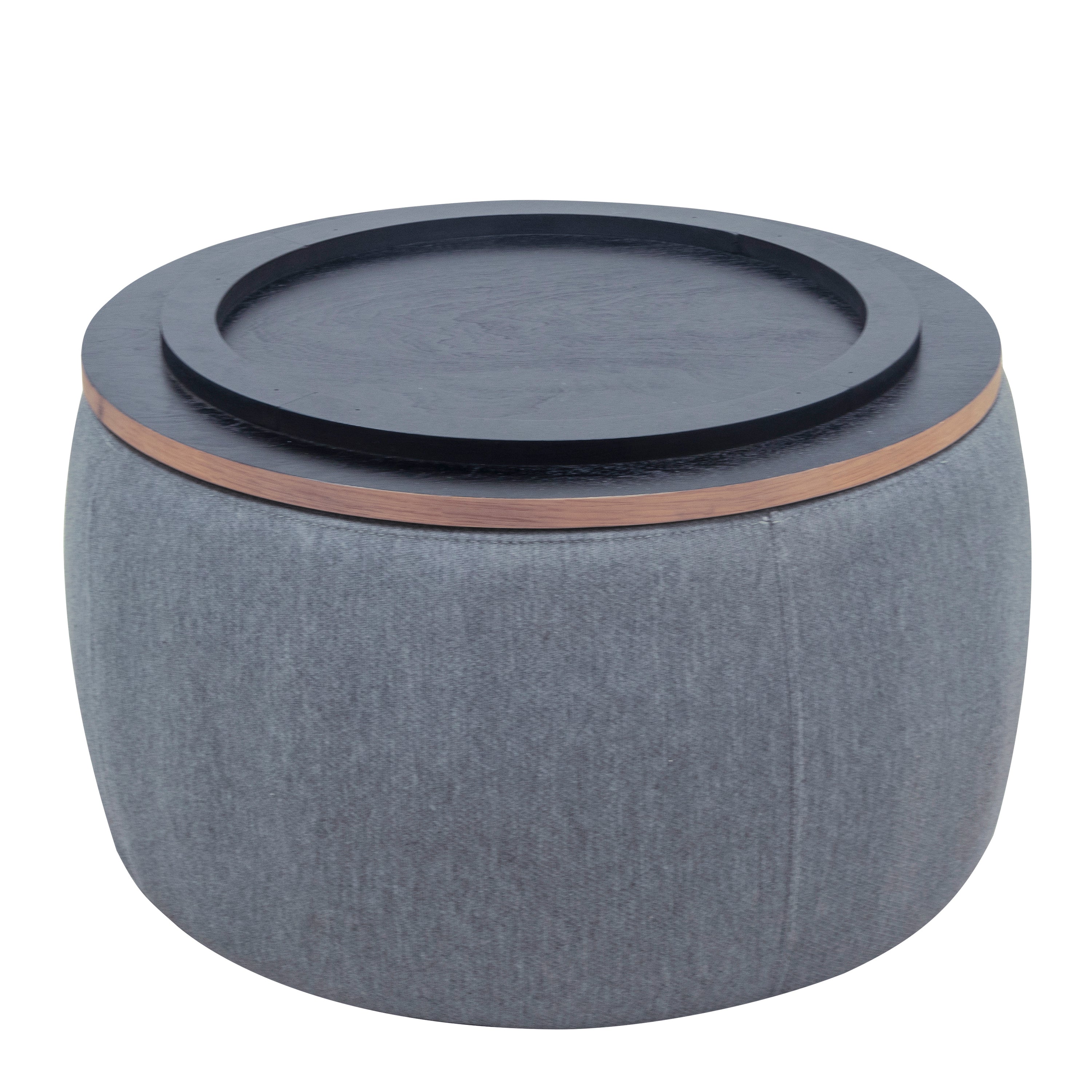 HAOYYE Round Storage Ottoman with 2-in-1 Function, Versatile End Table and Ottoman, Durable Dark Grey Upholstered Ottoman, Sturdy Space-Saving Modern Design, Easy Assembly, Stylish and Functional Home Furniture