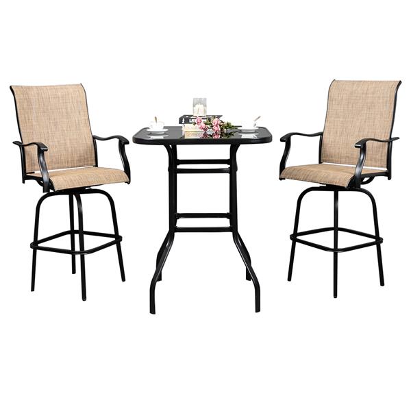 HAOYYE Wrought Iron Glass High Bar Table, Modern Patio Bar Table with Matte Black Frame and Tempered Glass, Stylish and Durable, Perfect for Outdoor or Indoor Dining, Bars, and Restaurants