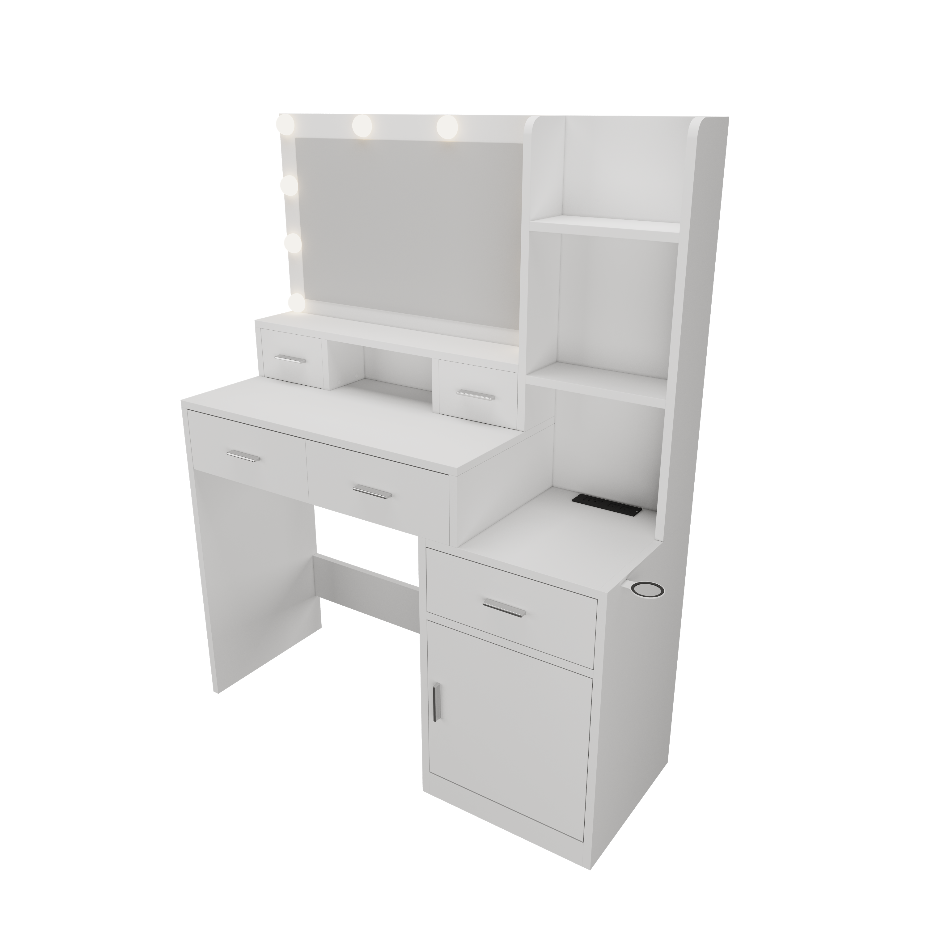 HAOYYE Smart Mirror Dressing Table with Drawers and Storage Cabinet, Modern Design with Soft Dressing Pad, Sturdy Space-Saving Heavy Duty Construction, Ideal for Bedroom and Dressing Room, Perfect for Adults