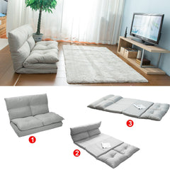 HAOYYE Fabric Folding Chaise Lounge Sofa Gray Comfortable Sturdy Durable Modern Design Space Saving Easy Assembly Stylish Versatile Home Furniture for Relaxing in Living Room, Bedroom, or Office