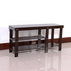 HAOYYE 90cm Strip Type Bamboo Stool Shoe Rack with Boots Compartment Coffee Sturdy Design Durable Multifunctional Modern Home Organizer Storage Solution Practical Stylish Space-Saving Organizer for Live