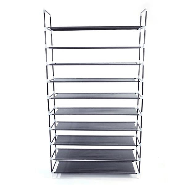 HAOYYE 10-Tier Non-Woven Fabric Shoe Rack, Durable Black Space-Saving Organizer with Handle, Modern Design for Versatile Use, Premium Quality Storage Solution for Home Essentials, Sleek Stylish Look and Simple Assembly