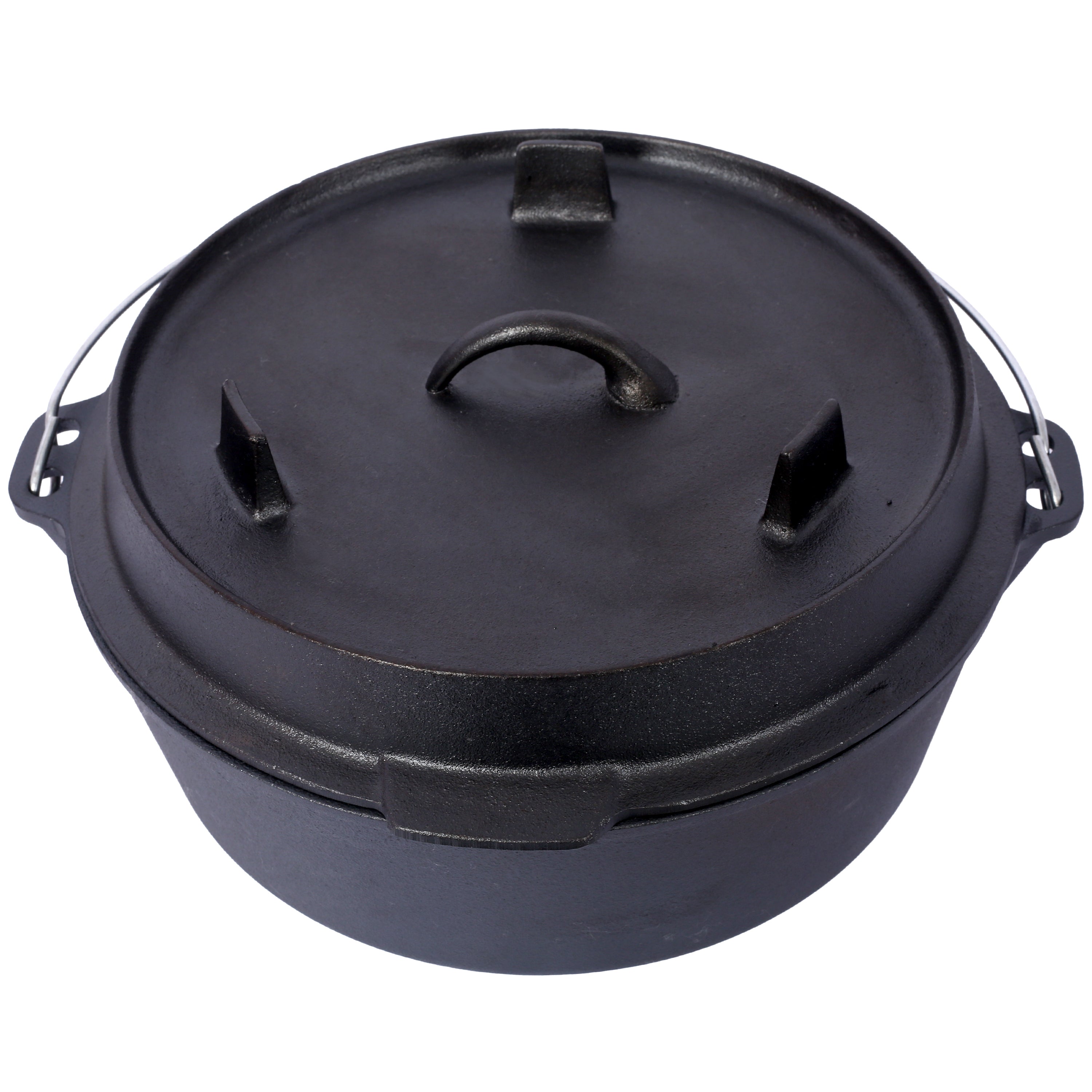 HAOYYE pre-Seasoned Cast Iron Dutch Oven With Skillet Lid, Outdoor Camping Deep Pot for Camping Fireplace Cooking BBQ Baking Campfire, Leg Base, 4.5 Quart Sturdy Space-Saving Heavy Duty Modern Design