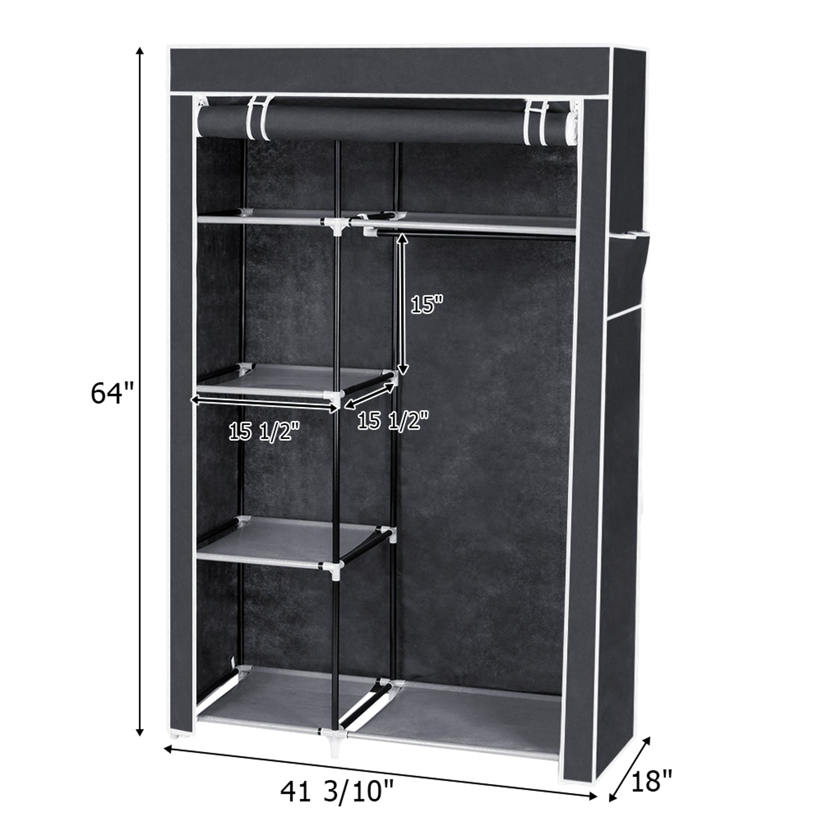 HAOYYE Portable Closet Storage Organizer with Shelves, Durable Space-Saving Wardrobe Clothes Rack, Modern Design, Versatile Use, Premium Quality, Stylish Look for Bedroom, Living Room, Entryway, or Closet