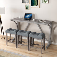 HAOYYE Bar Table Set with Power Outlet, Bar Table and Chairs Set, 4 Piece Dining Table Set, Industrial Breakfast Table Set, for Living Room, Dining Room, Game Room Sturdy Space-Saving Heavy Duty Adults