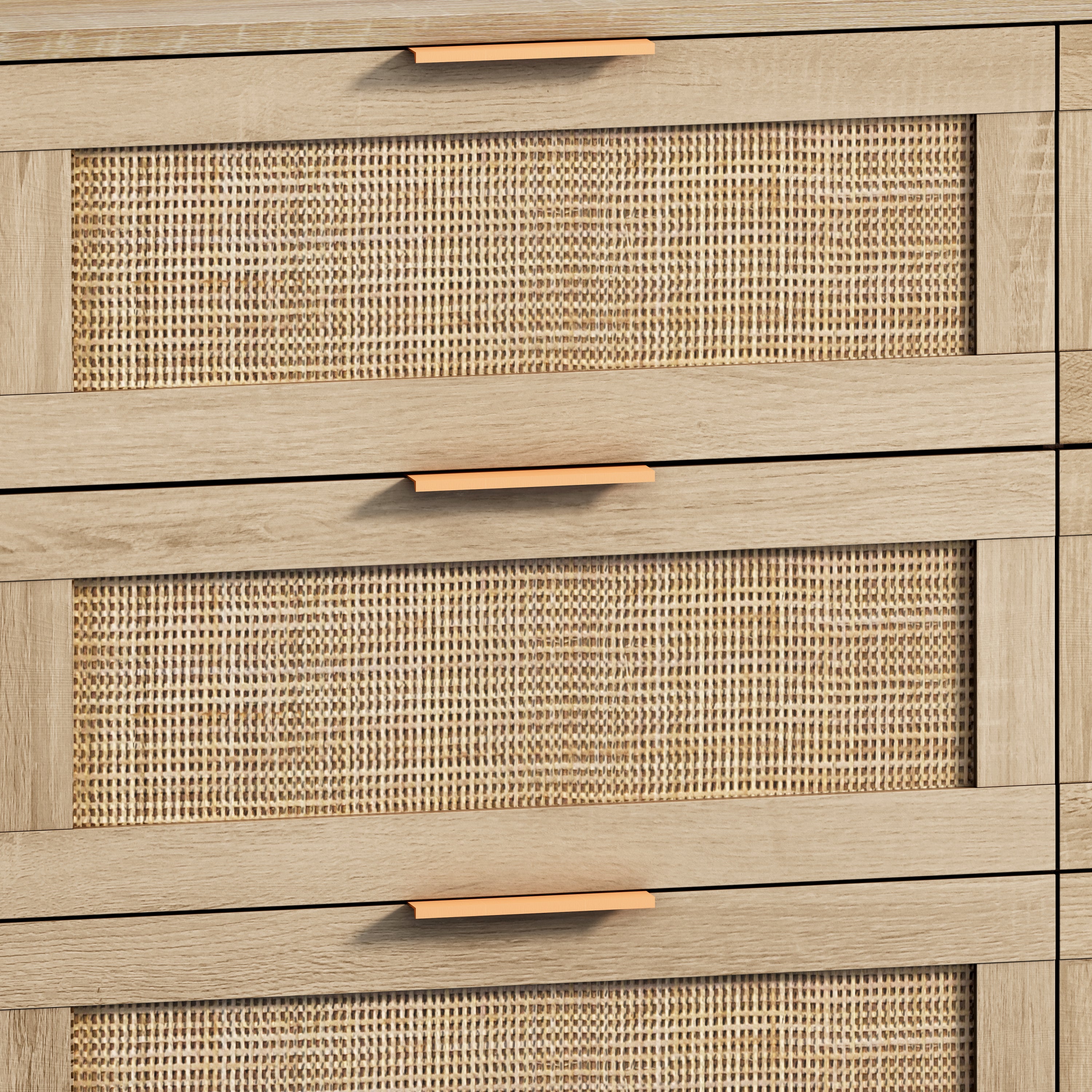 HAOYYE Natural 6-Drawer Rattan Storage Cabinet for Bedroom, Living Room, Sturdy Space-Saving Design, Heavy Duty Construction, Modern Style, Easy Assembly