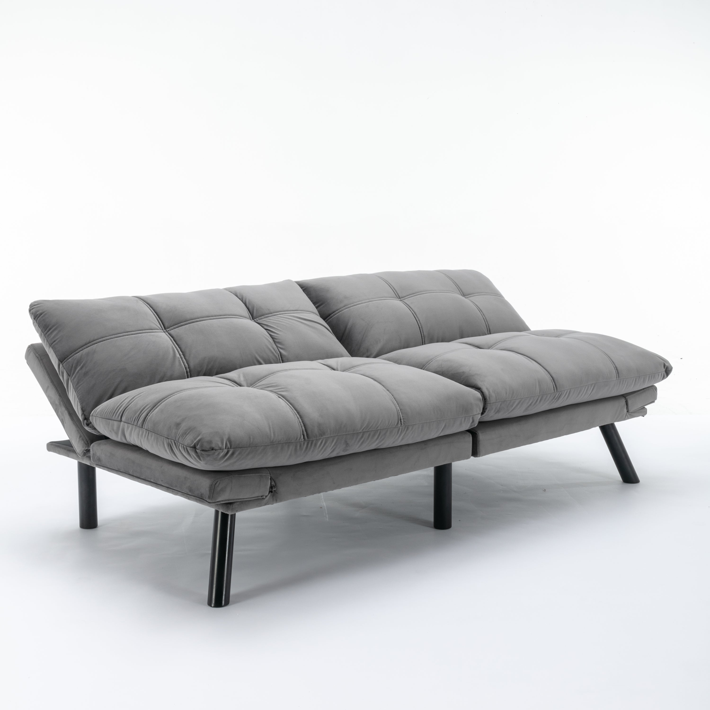 HAOYYE Light Grey Convertible Folding Modern sofa Bed Sturdy Space-Saving Heavy Duty Modern Design Adults Dorm Room Easy Assembly Bedroom Furniture