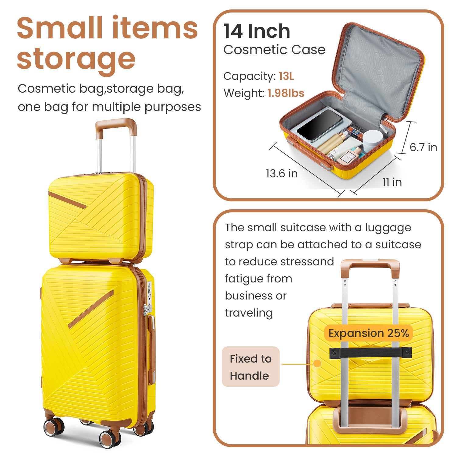 HAOYYE Luggage Sets 4 Piece(14/20/24/28), Expandable Lightweight Suitcase with 4 Double 360 Degrees Mute Spinner Wheels PP Materials Durable TSA Lock Travel Luggage Sturdy Space-Saving Heavy Duty Adults